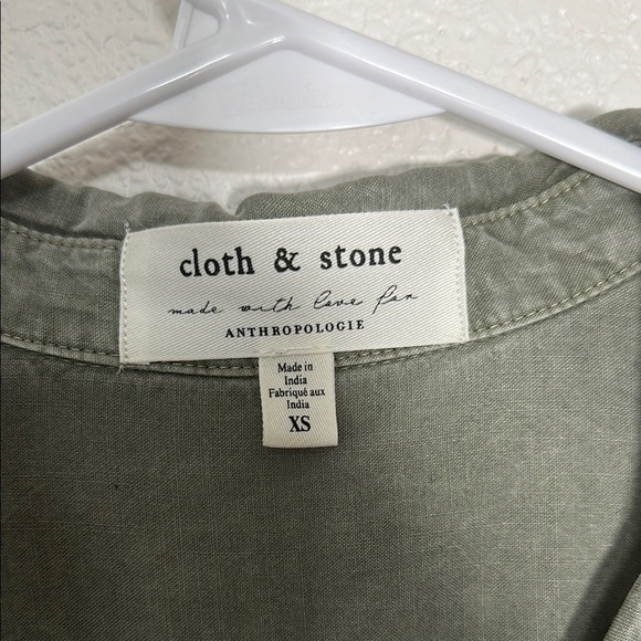 Anthropologie Olive Green Button-Up Shirt - Picture 3 of 6